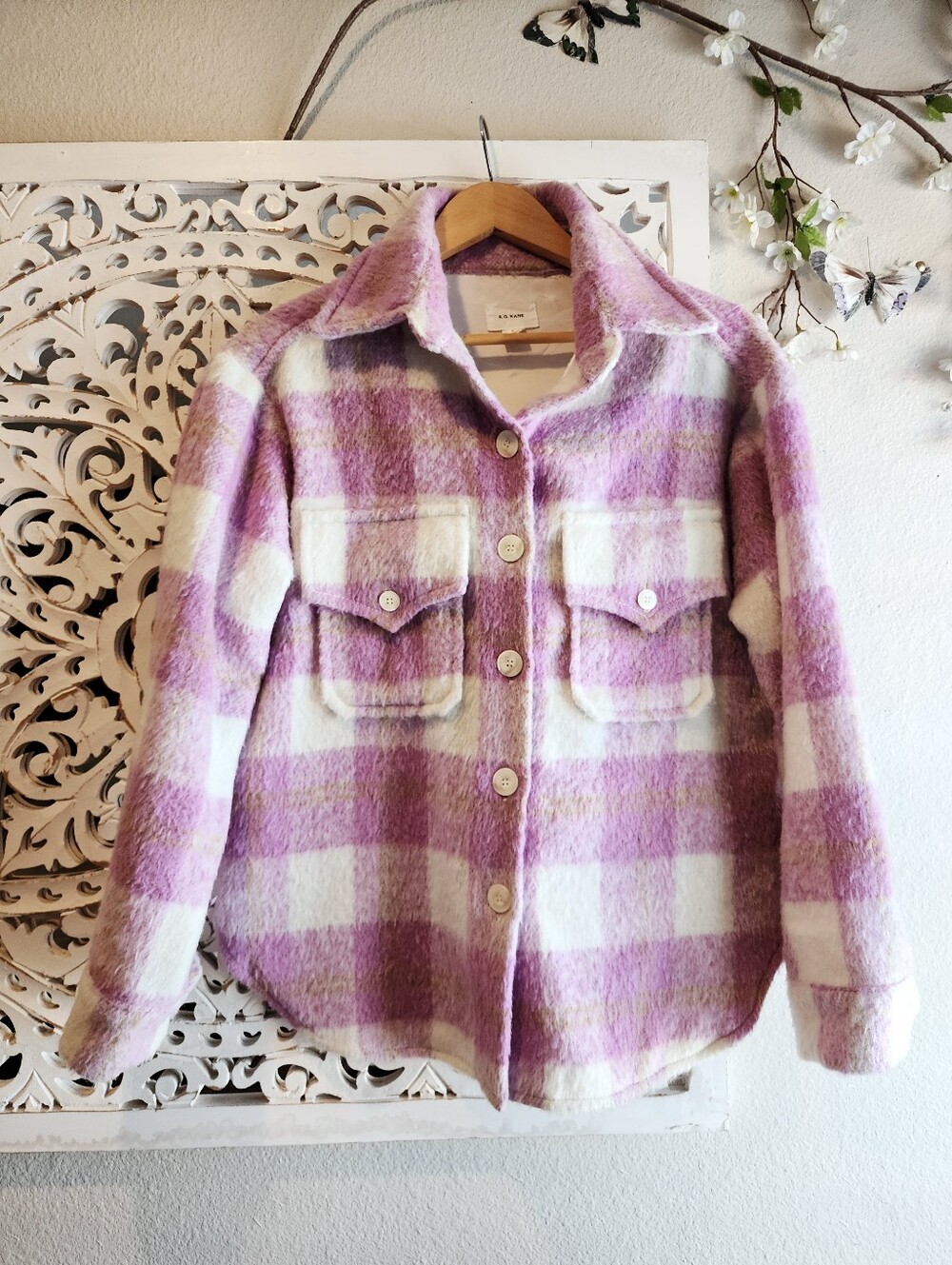 R.G. KANE PLAID PINK FRONT BUTTON LONG SLEEVE SHIRT WOMENS SIZE SMALL - Picture 3 of 15